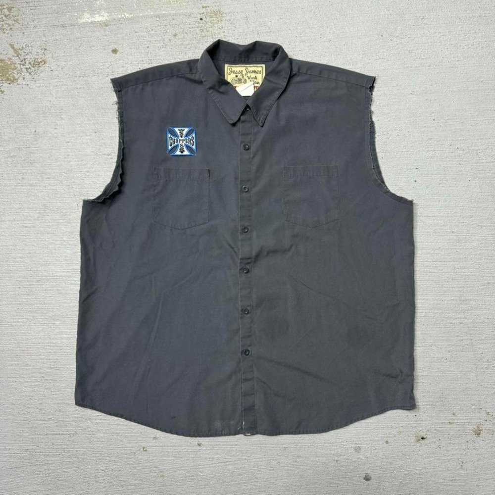 Jesse James Workwear West Coast Choppers Mechanic Cutoff Shirt Size XXL‎